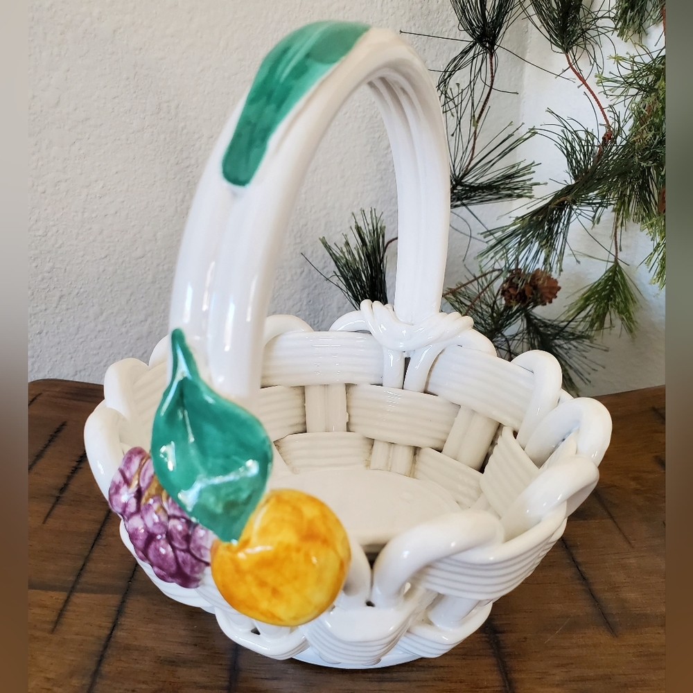 Vintage Salute! Italia Ceramic Open-weave Lattice Basket